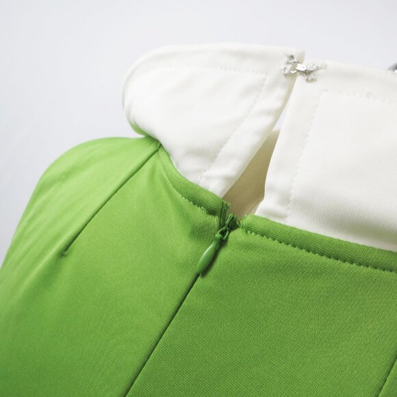 Adorable Lime Green Mod '60s Style Dress with Petal Collar by Fervour Size M - Picture 7 of 14